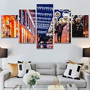 SIGNWIN 5 Panel Canvas Wall Art Street View...