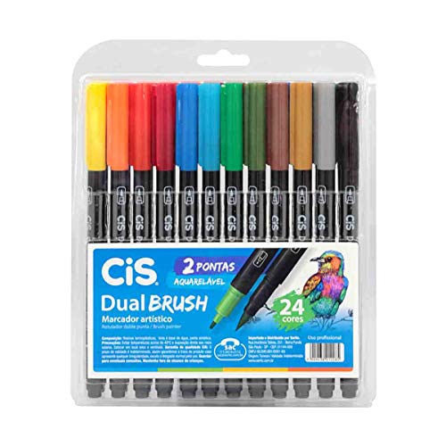 Conjunto Cis Dual Brush 24 Cores Aquarelável
