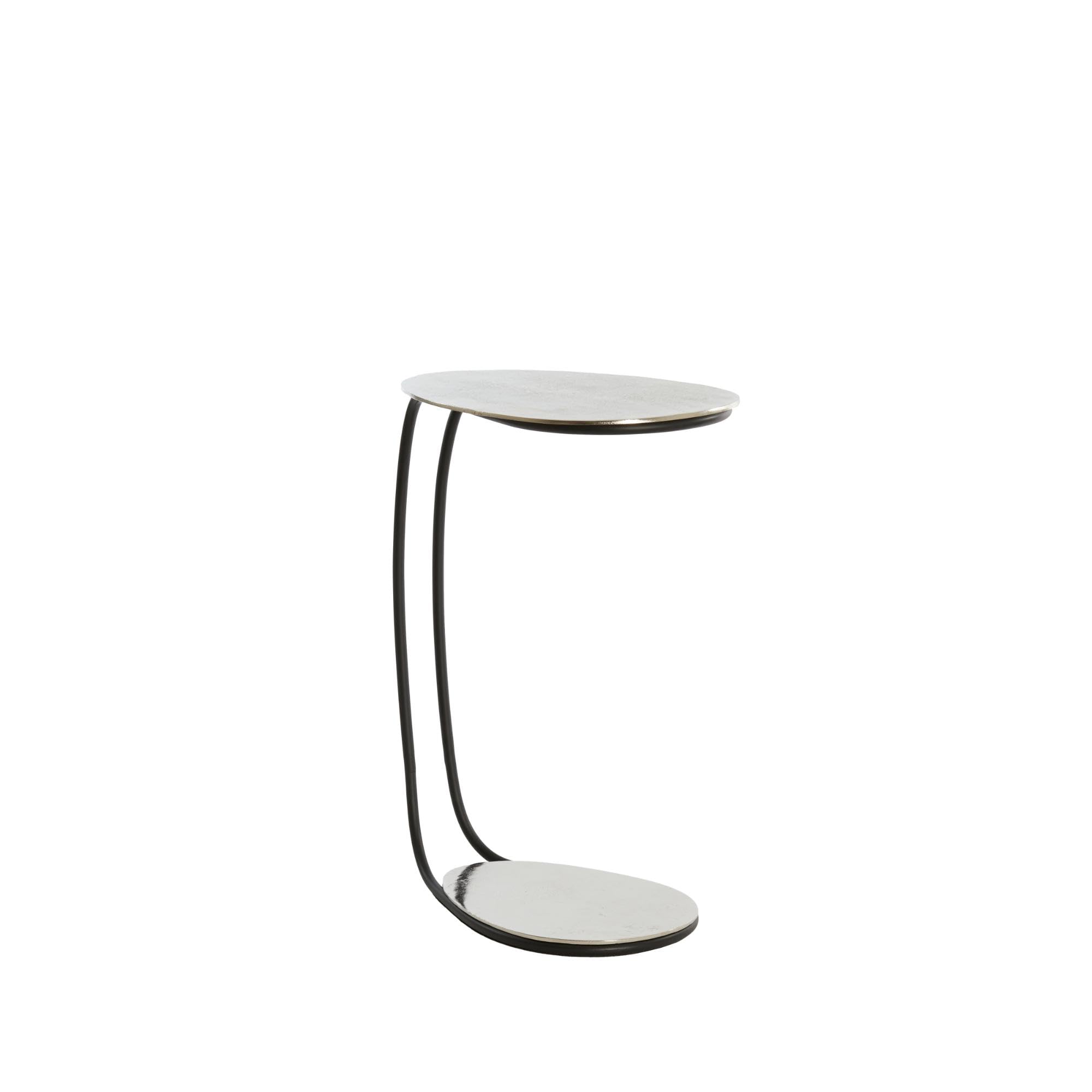 Table d'appoint Marsh ovale en métal nickel 42x27x53cm