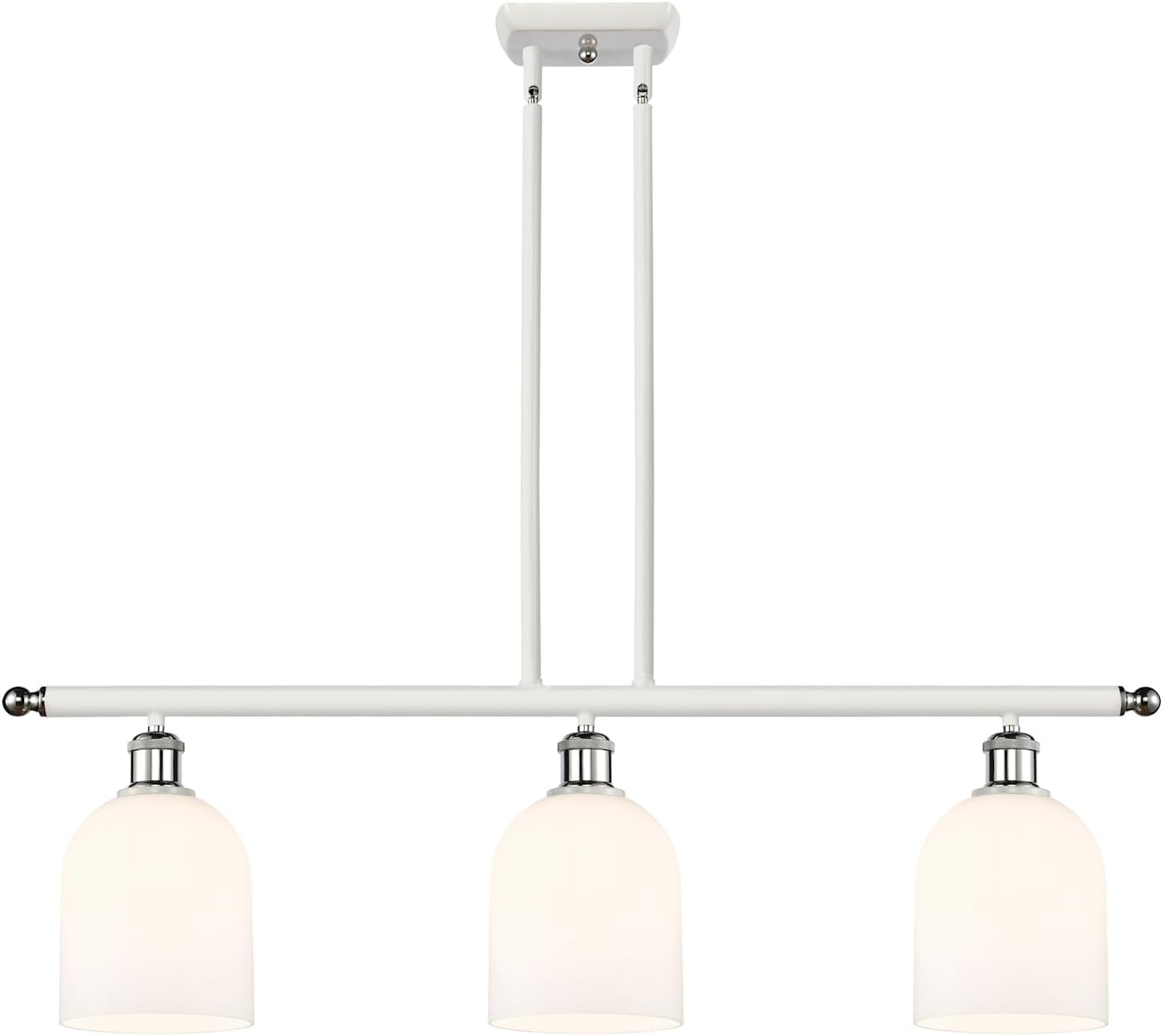 Innovations Lighting 516-3I-BAB-G558-6GWH Bella - 3 Light Stem Hung Island in Industrial Style-10 Inches Tall and 36 Inches Wide, Finish Color: Black Antique Brass, Glass Color: Gloss White