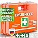 WERKSTEIN® Erste Hilfe Kasten [DIN 13157:2021] inkl. Wandhalterung, 5x Aufkleber & Plombe - Verbandskasten Betrieb - Erste Hilfe Koffer für Betrieb, Büro & Zuhause - Erste Hilfe Set - Sanitätskasten