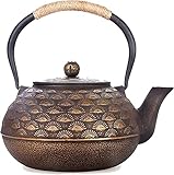 MATERIAL DE HIERRO FUNDIDO: la mejor tetera de hierro fundido puede liberar Fe2+ que es bueno para la salud y aumenta el sabor del té.