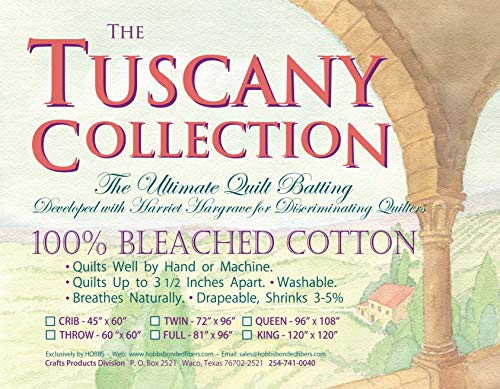 Hobbs Batting Tuscany Bleached Cotton 72in x 96in Twin