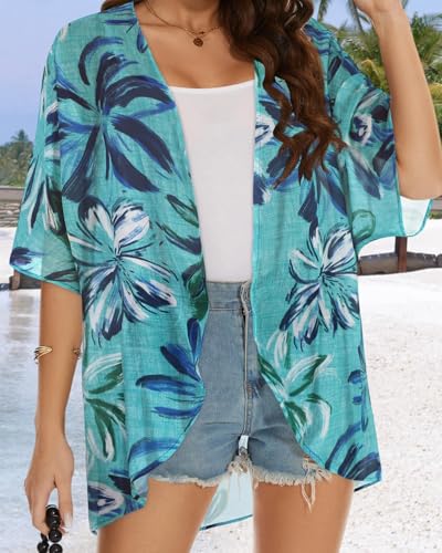 Womens Kimono Beach Cover Up Chiffon Cardigan Floral Tops Loose Capes3