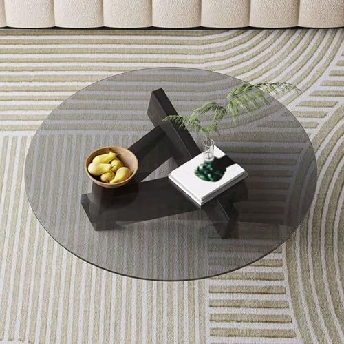Mesa de Centro Redonda Mesa Auxiliar Moderna for Sala de Estar con Patas de Madera Maciza Mesas de Centro de pie for Sala de Estar(Negro,70 * 70 * 31cm/27.56x27.56x12.20)