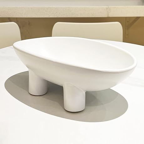 White Ceramic Fruit Bowl for Kitchen Countertop Decor