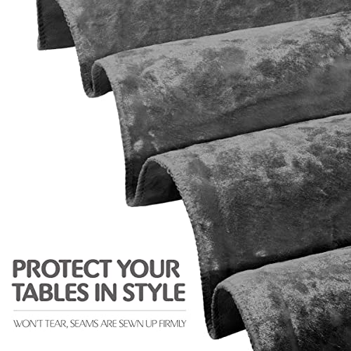 Elegant Round Tablecloth - 120 Inch, Made With Fine Crushed-Velvet Material, Beautiful Ebony - Black Tablecloth With Durable Seams, Round Table Cover Great For Weddings, Parties, Birthdays & Events #TOP2