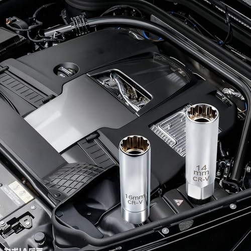 ZY-otu 2 Stück Magnetring Zündkerzenschlüssel,Universal Flexibel Zündkerzenschlüssel Satz Werkzeuge zum Entfernen von Zündkerzen(14mm+16mm)
