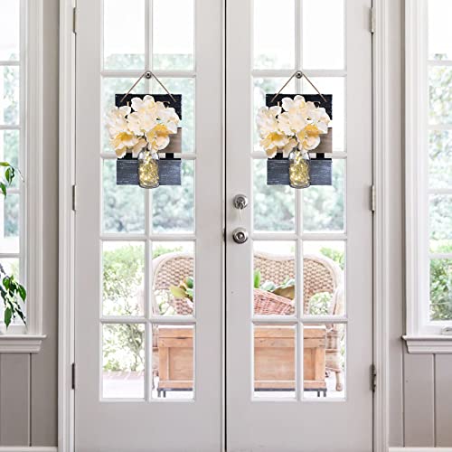 Dailyart Mason Jar Sconces Wall Decor, Rustic Mason Jar Wall Sconce Hanging Mason Jar Sconces With Led Fairy Lights, Farmhouse Wall Decor Country Decorations For Home, Set Of 2 #TOP7