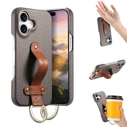 HAONANDE �X�}�z�P�[�X �Ή� Xiaomi Redmi Note 15 Pro+ 5G/POCO M8 Pro 5G PU���U�[ �n���h�X�g���b�v �����O�X�^���h�t�� �n�[�hPC �ϏՌ� ���^ �ی�P�[�X �j�����p �O���[