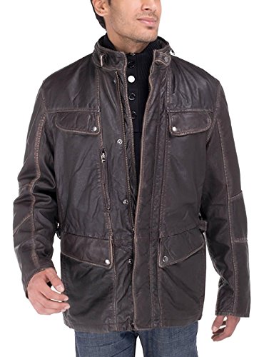 GN Luciano Men's Trim Fit Lambskin Leather Jacket Blast Vintage Washed2