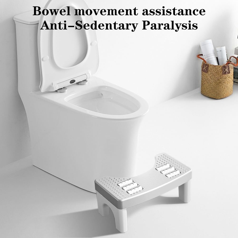 Sgabello per WC ergonomico, per adulti, antiscivolo, altezza scientifica calmante intestinale, previene emorroidi, stitichezza, flatulenza, ecc. (bianco)