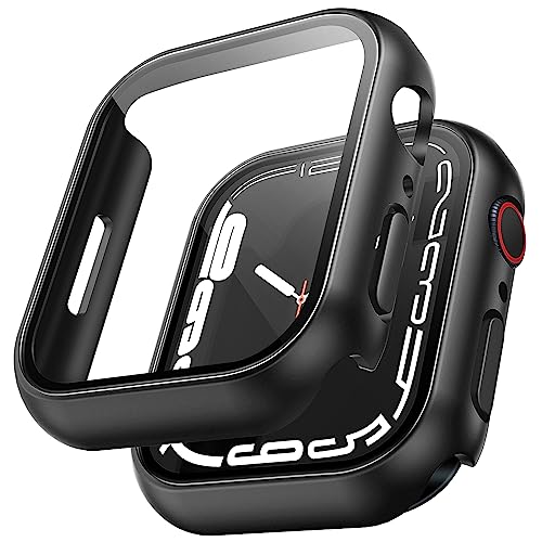 TAURI 2 Pack Hard Case for Apple Watch Series 9/8/7 41mm, with PC Tempered Glass Screen Protector, [Scristant Resistant], [Overall Protection] Slim Cover for iWatch S9/S8/S7 41mm, Black by TAURI - Used condition - US$6.17