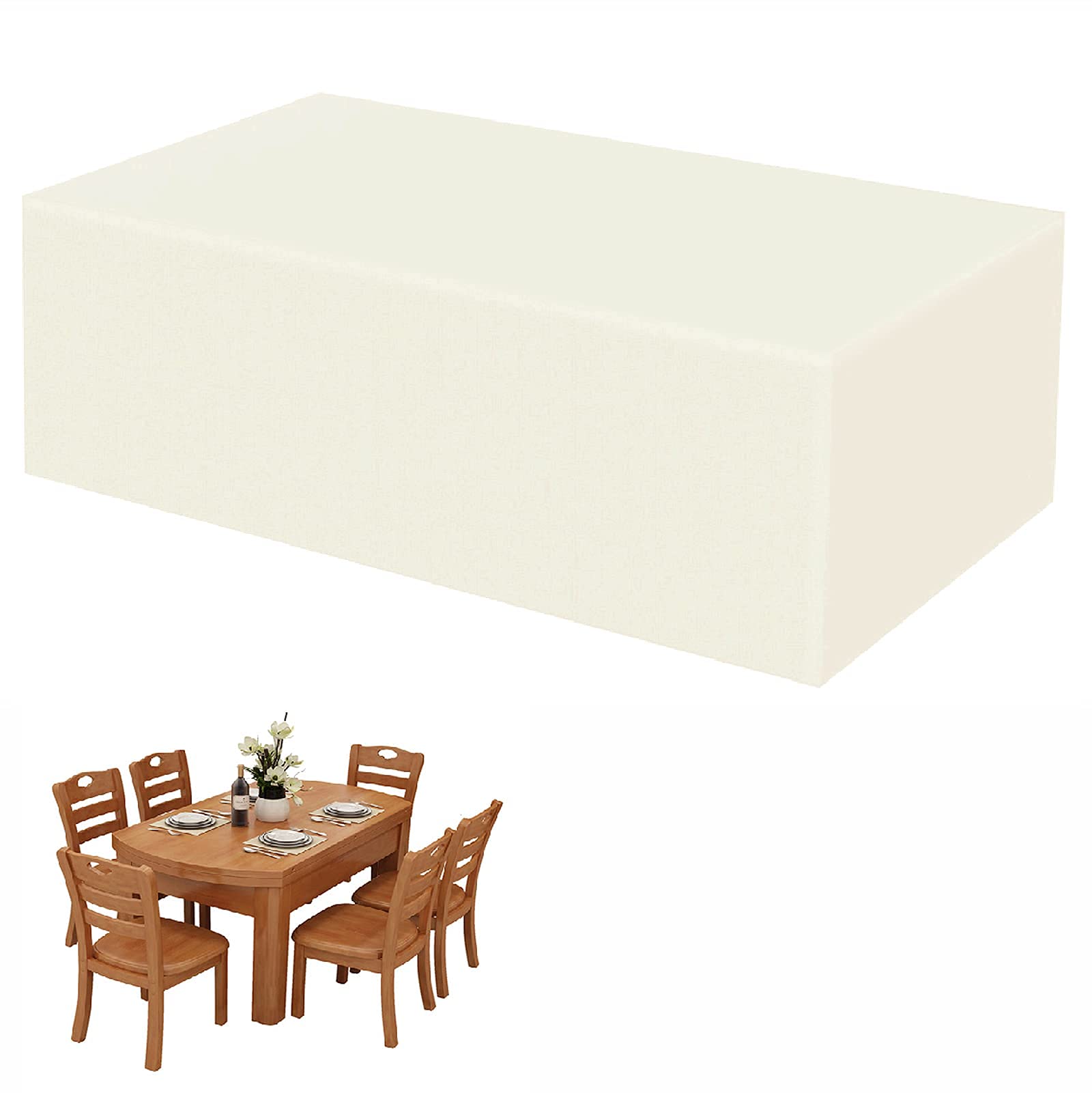 AXFZZRS Outdoor Furniture Cover, Cube Garden Sofa Cover Waterproof, Windproof, Anti-UV, Tear-Resistant 420D Oxford Outdoor Garden Table and Chair Cover - Beige 120 x 120 x 70cm