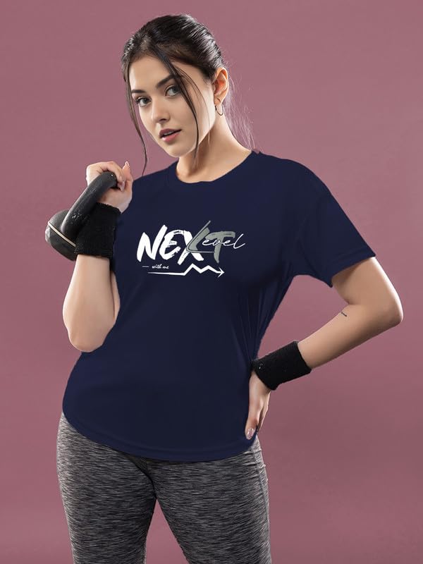 Image of CHKOKKO Womens Stylish Activewear Quick Dry Lightweight Breathable Printed Round Neck Half Sleeve Regular Fit Gym T Shirt for Sports Yoga and Training