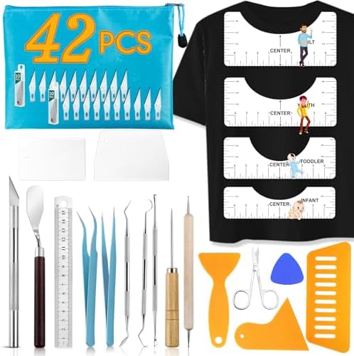 42pcs Vinyl Weeding Tools with T-Shirt Ruler Guide, Craft Tools S...