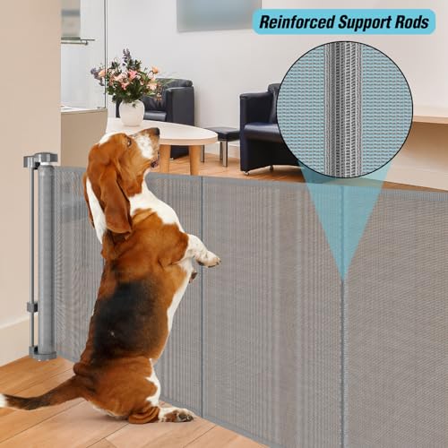 24 Inches Tall Retractable Baby Gate for Dogs Short Pet Gates to Step Over Extends Up to 55 Wide Reinforced Mesh Doggie Gates for Indoors Outdoors Small Dog Gate for Stairs Puppy Gate grey Cucciolini Doodles 24 inches tall retractable baby gate for dogs short pet gates to step over extends up to 55 wide reinforced mesh doggie gates for indoors outdoors small dog gate for stairs puppy gate grey cucciolini doodles