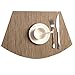 SHACOS Round Table Placemats Set of 4 Wedge Shape Placemat Woven Vinyl Place Mats Heat Resistant Wipe Clean Dining Table Mats Home Table Decor (4, Tan)