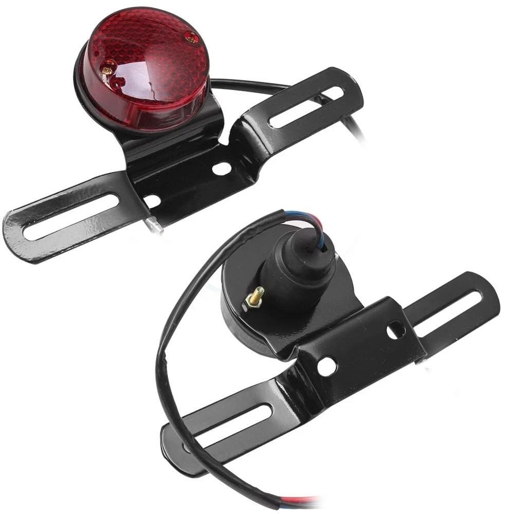 Fanale Posteriore Moto Stop Luce LUCE DI MARCIA TONDA A LED ROSSA PER MOTO ATV FRENO POSTERIORE SUPPORTO TARGA