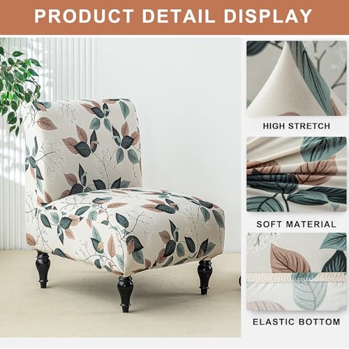 Image of Eco-Ancheng Armless Chair Slipcover Removable Armless Accent Chairs Covers Washable Armless Slipper Chair Slipcover Printed Armless Chair Furniture Protector Covers for Living Dining Room Hotel