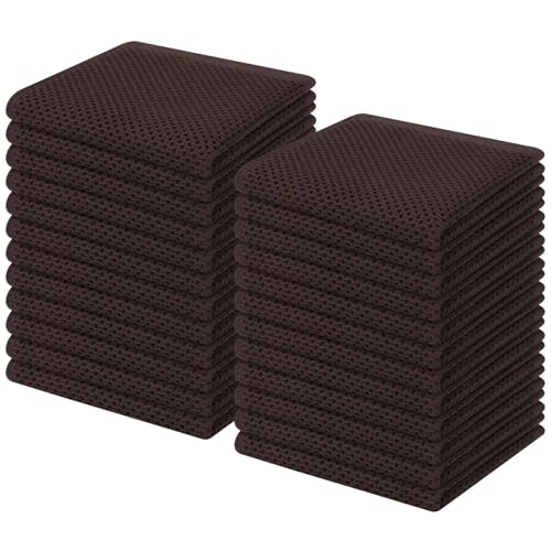 Image of Homaxy 100% Cotton Waffle Weave Kitchen Dish Cloths, Ultra Soft Absorbent Quick Drying Dish Towels, 12 x 12 Inches, 24-Pack, Dark Brown