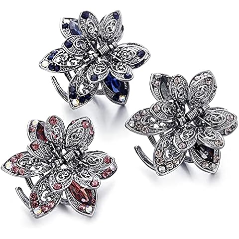 3 Pieces Crystal Butterfly Hairpins Butterfly Hair Clips Small Crystal Butterfly Hair Accessories Glitter Butterfly Hairpins Hair Clips for Girls And Women for Daily Life, Parties, Weddings Cover