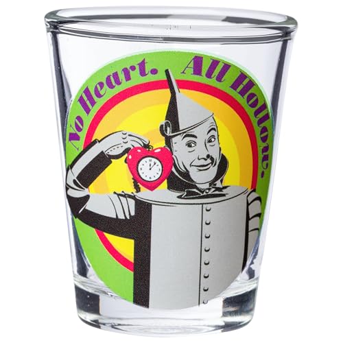 Image of Silver Buffalo Wizard of Oz Featuring Dorothy Gale, Cowardly Lion, Scarecrow, and the Tin Man 4 Pack Mini Glass Set, 1.5 Ounces