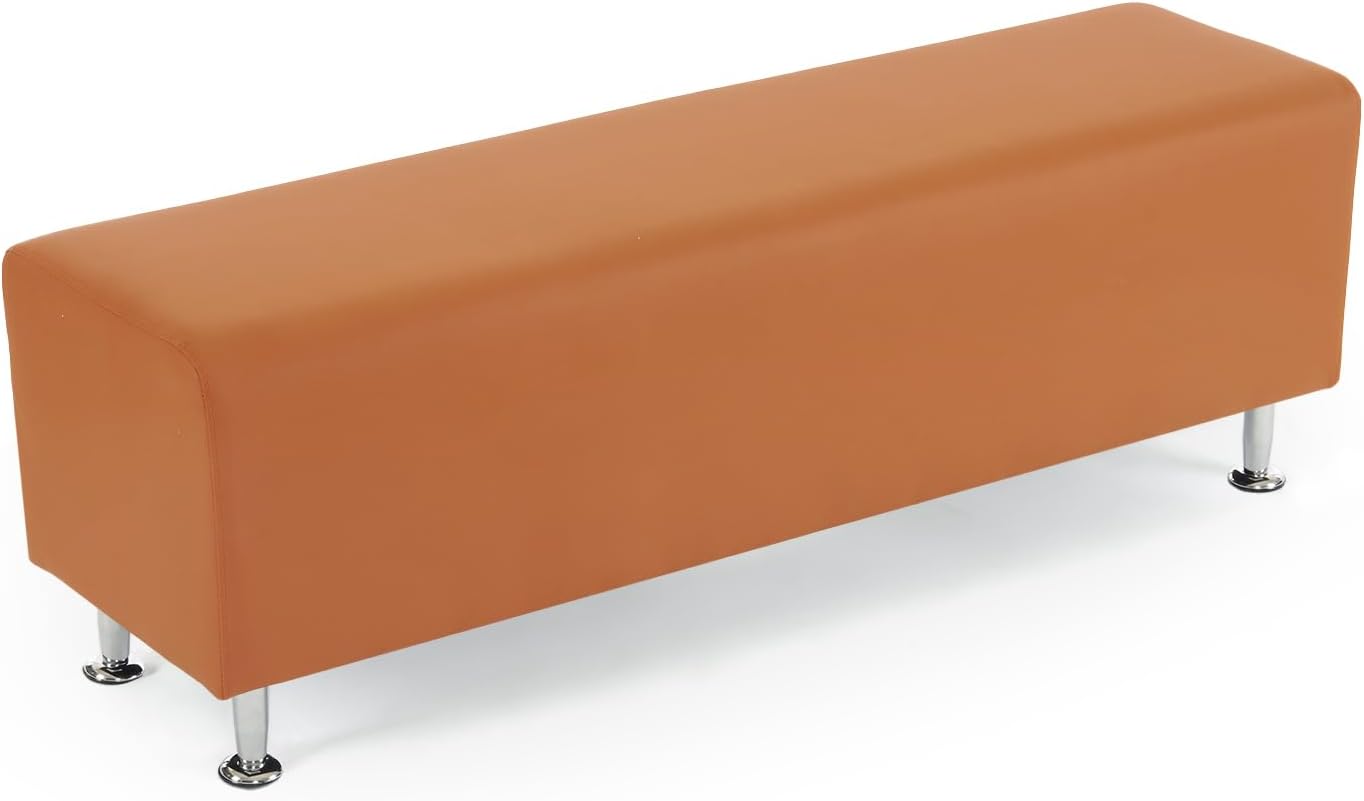 OmySalon Waiting Room Bench Seating Faux Leather, 53.9’’ Office Guest Chair Reception Chair, Lobby Furniture for Conference Room Beauty Salon Barbershop Small Space