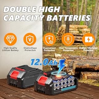 Motosega a Batteria da 8 Pollici, Potente Motosega Elettrica con 2 Catene, 19.68FT/S Velocità Della Catena Batteria Portatile Piccola Motosega per il Taglio di Rami di Alberi da Giardino
