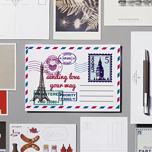GLOBLELAND Postmark Postcard Clear Stamps Vintage Air Tickets Silicone Stamp Vintage Ticket Postage Transparent Stamps Postcard Border Edge for Halloween Christmas Card Making 4.33x6.3inch by GLOBLELAND - Image 2
