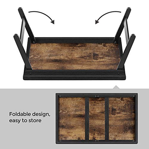 Image of SONGMICS Bed Tray Table with Bamboo Folding Legs, Sofa Breakfast Tray, Serving Tray with Groove for Phone Tablet, Rustic Dark Brown ULLD111B01