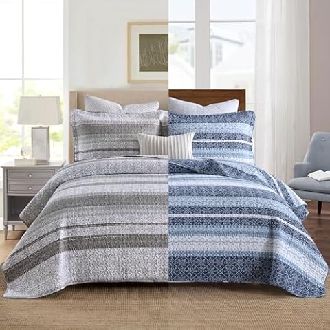 MEIZIZI Queen Comforter Set,Snowflake Quilts Queen Size, Cotton Bedding Sets with Shams, Bedspreads Queen Size,Lightweight Durable Soft 6 Pieces Cover