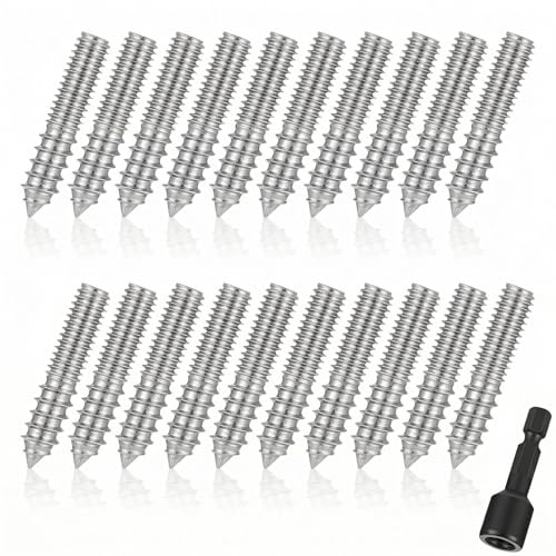 Image of Hicarer 20 Pack 3 /8-16 x 2 Inch Hanger Bolts Double Headed Bolts with Driver Self Tapping Screw Threaded Rod Screws for Furniture Double Headed for Wood Furniture Joint