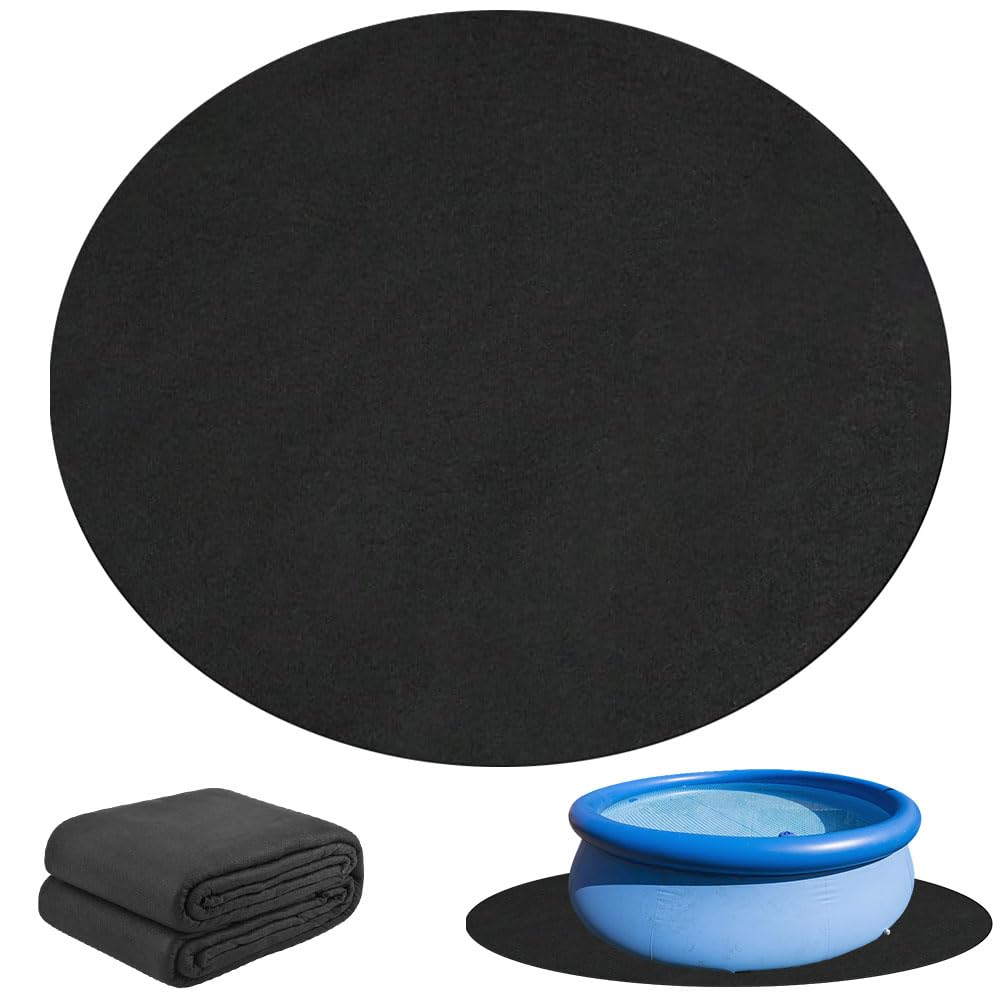 Bodenschutzmatte Pool, Ø370 cm Poolunterlage, Runde Poolmatten Schutzboden, Swimmingpool Grundplatten rutschfeste & wasserdichte, Verhindert Löcher, Verlängert die Lebensdauer der Auskleidung