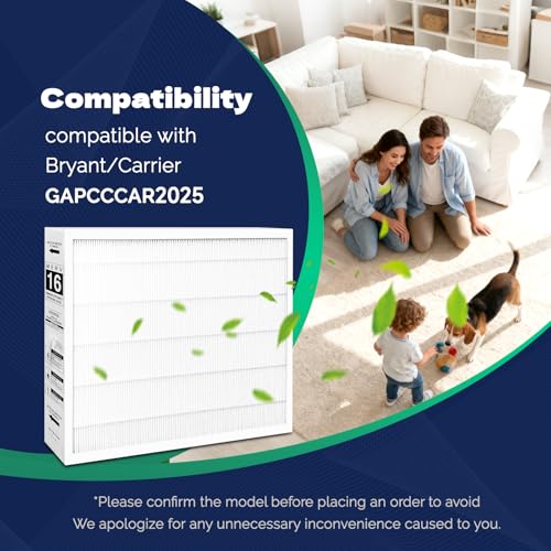 2-Pack GAPCCCAR2025 Replacement Air Filter MERV 16 Compatible With Bryant/Carrier Infinity 20" x 25" x 4"Air Purifier (Actual Size: 20.48'' x 24.48'' x 3.54'') by Unworta - Used condition - Image 2