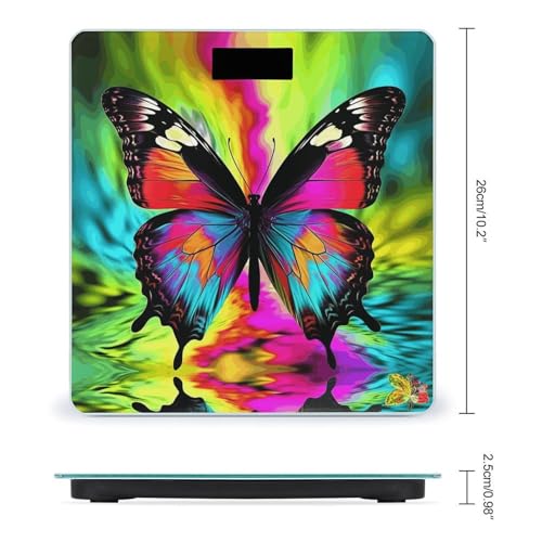 Báscula digital Colorful Butterfly para baño con vidrio templado miniatura 2