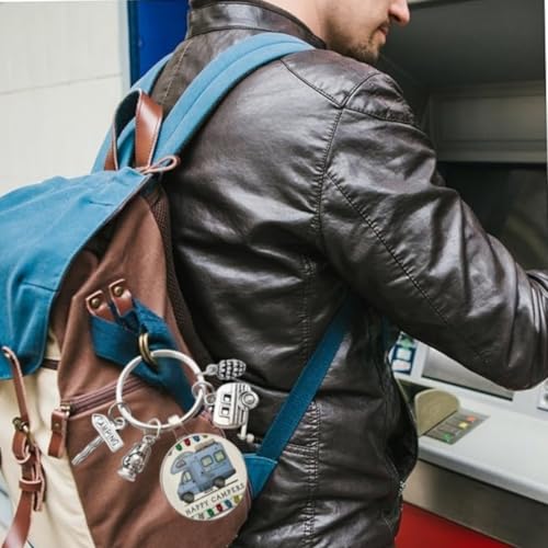 JFangZHZH Porte-Clés Camping-Car Personnalisable en Métal,Porte-clés pour Caravane,Cadeau Voyage Parfait pour Homme et Femme,Idée Cadeau Anniversaire ou Noël pour Amoureux du Road Trip – vue 8