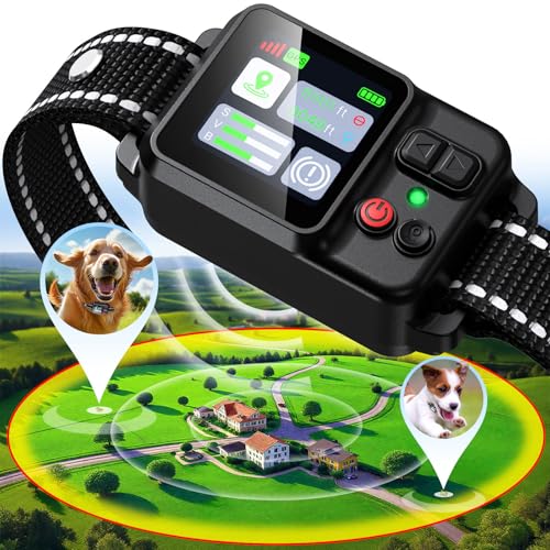 PRTRFLC GPS Wireless Dog Fence System,Invisible Electric Fence for Dogs,Adjustable Range 49-6561ft,3 Training Mode,Magnetic Charging,Waterproof,Pet Containment System for Outdoor Use (Matte)