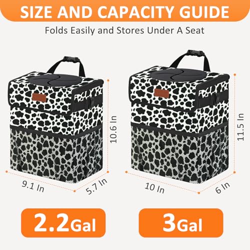 Image of Vankor Car Trash Can for Car Cute,Bag Bin Hanging Waterproof Automotive Garbage Cans Leak Proof Vehicle Trash Can Cow Print