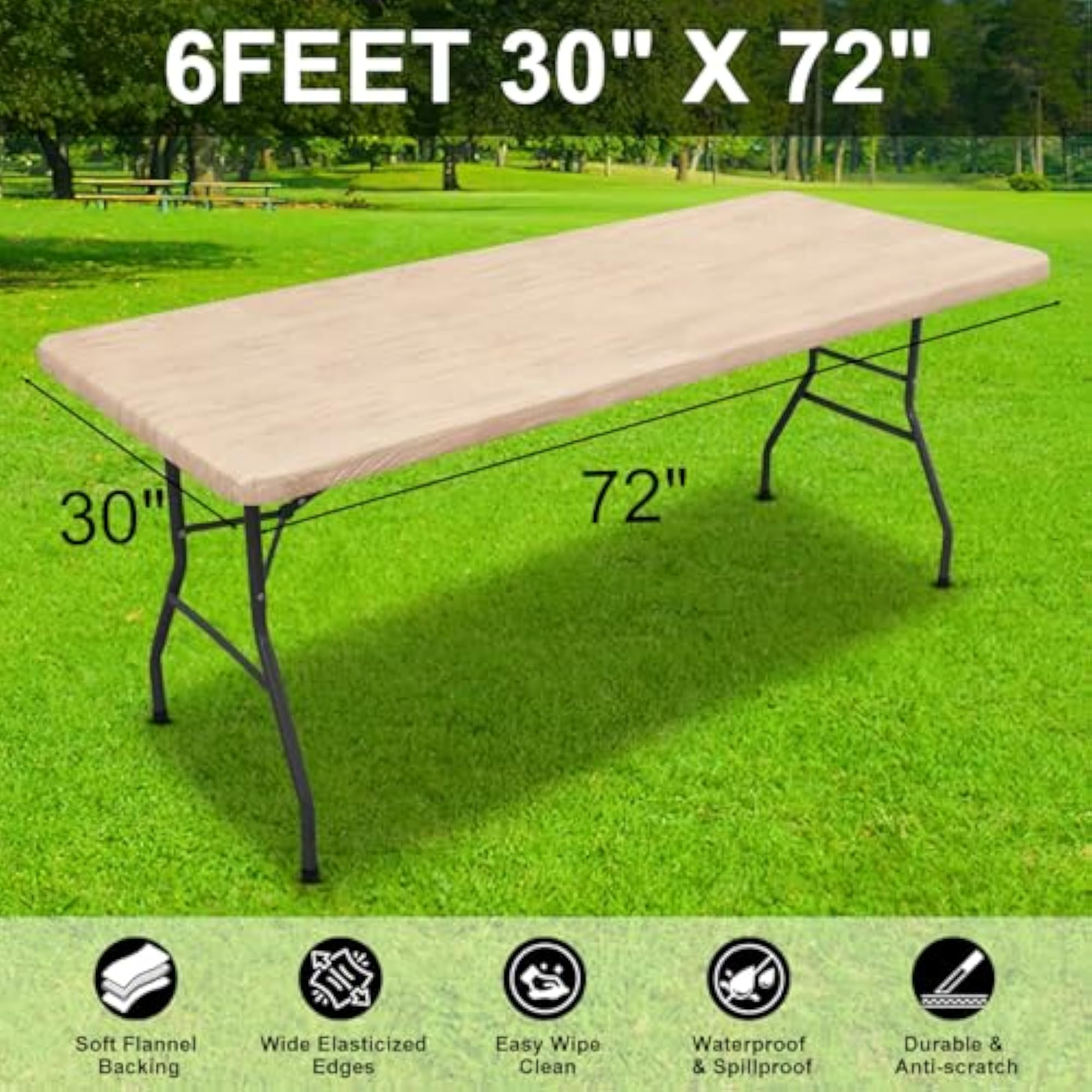 Elastic Fitted Vinyl Tablecloth, 30'' x 72''