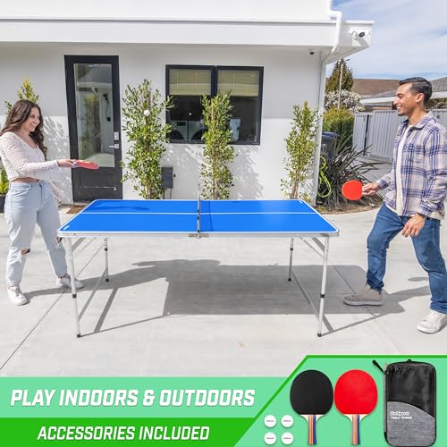 Table de ping-pong bleue réglable GoSports mini format de jardin - 6