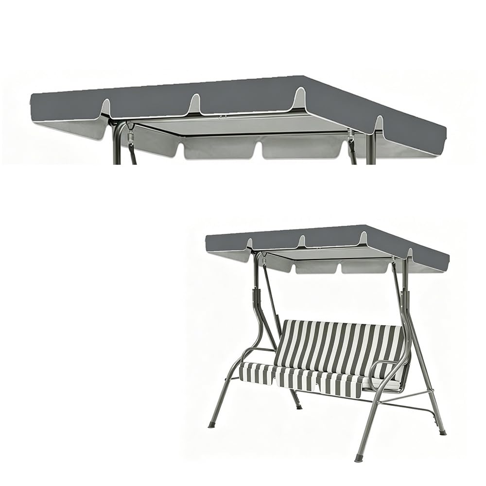 BEWEGNLNHK ﻿56x47/75x52/98x73in Patio Swing Canopy Replacement Cover, 2/3 Seater Waterproof Swing Chair Canopy Replacement For Porch Yard Garden(Grey,249x185cm/98x73in)