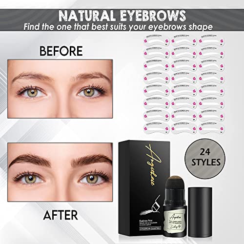 Eyebrow Stamp Stencil Kit, Eyebrow Stencils with 24 Pc, Eyebrow Brown Definer, Brow Stencils and Shaping Kit Reusable (Medium Brown)… - Thumbnail 3
