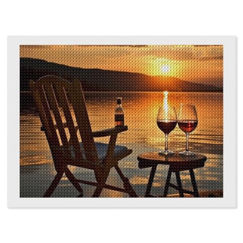 Kit peinture diamant 5D pour adulte et décoration murale salon coucher de soleil