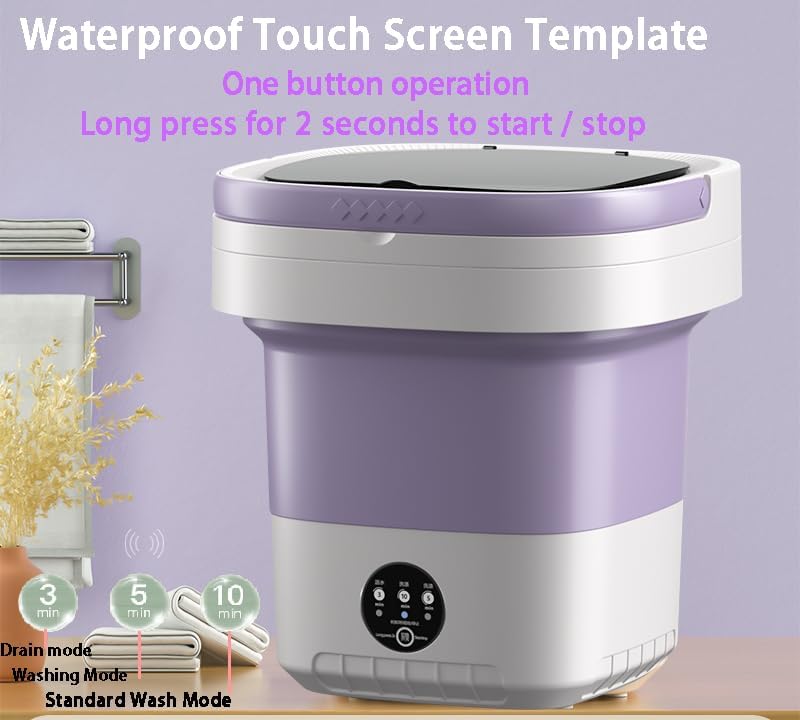 Miniatura 3 de Lavadora portátil, 12L mejorada de gran capacidad plegable, mini lavadora, 3 modos de limpieza profunda, pequeña lavadora para ropa interior, ropa