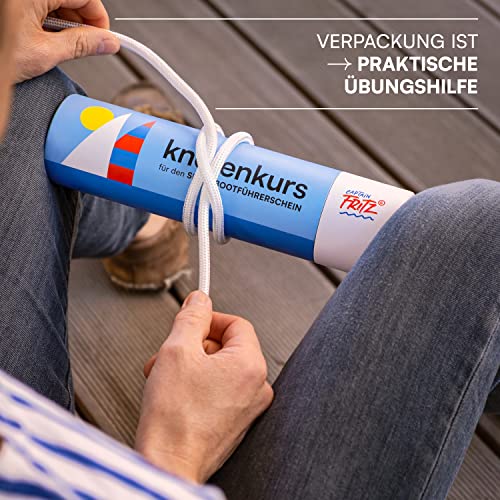 CAPTAIN FRITZ ®, Knoten Übungsset mit Lernvideos für SBF See, SBF Binnen, Segelschein und Bodenseeschifferpatent, einfaches Knoten Üben & Lernen, maritimes Geschenk