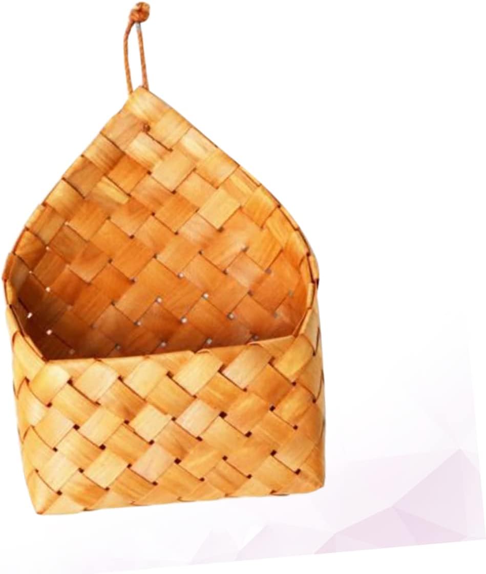NOLITOY Wall Pockets Organizer Wicker Storage Basket Hanging Planter Baskets Small Hanging Basket Mail Holder for Wall Garlic Storage Container Door Basket Rattan Basket Flower Girl Bamboo