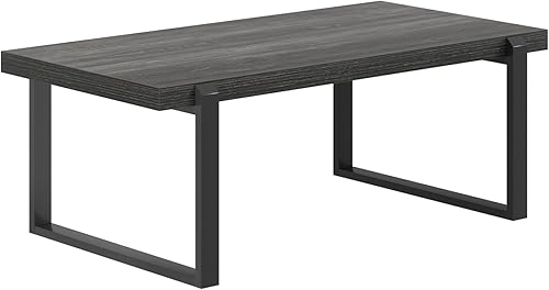 Miniatura 18 de FOLUBAN Mesa de centro rústica, moderna mesa central industrial de madera y metal para sala de estar, roble de 47 pulgadas Roble,Negro