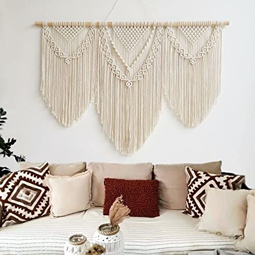 Fashionstorm Large Macrame Wall Hanging Tapestry Boho Macrame Tapestry Woven Home Decor Wall Pediment (Ivory-A Pattern) #TOP1