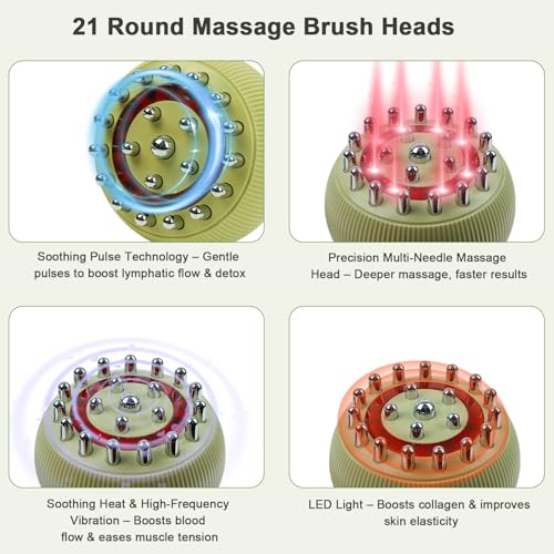 Image of HANNEA Lymphatic Drainage Massager & Anti-Cellulite Tool for Legs, Arms, Belly Sculpting Machine 4-in-1 Electric Cupping Massager with Heat Reduces Stretch Marks Rechargeable Green